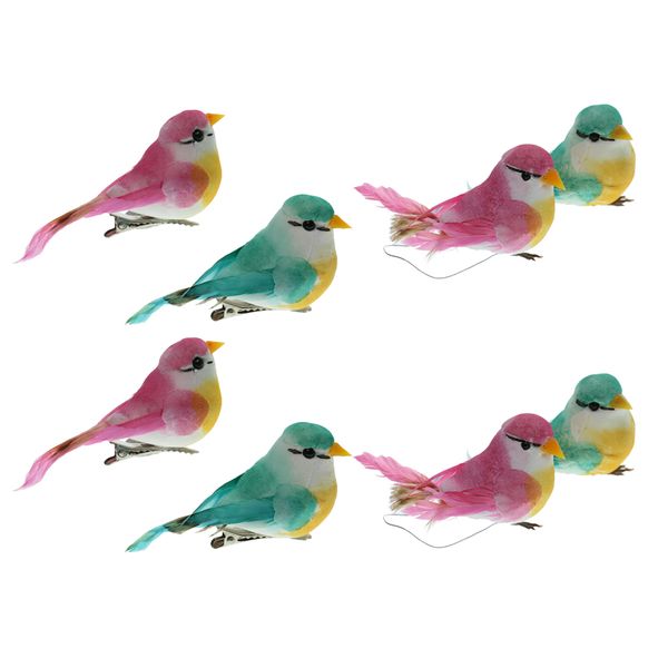 

4pcs incredibly realistic artificial birds with clips fake simulation garden bonsai gift decor ornaments