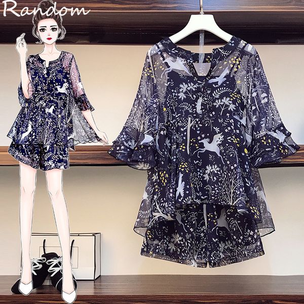 

plus size summer women three piece sets casual shirt + shorts elastic waist wide leg pants suit 3 piece set 2020 clothes, White