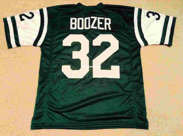 

retro custom #32 sewn stitched emerson boozer green mitchell & ness jersey high-end men's football jerseys college ncaa, Black;red