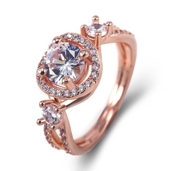 

for lady rose gold geometry zircon diamond ring gift glamour jewelry engagement promise rings, Silver
