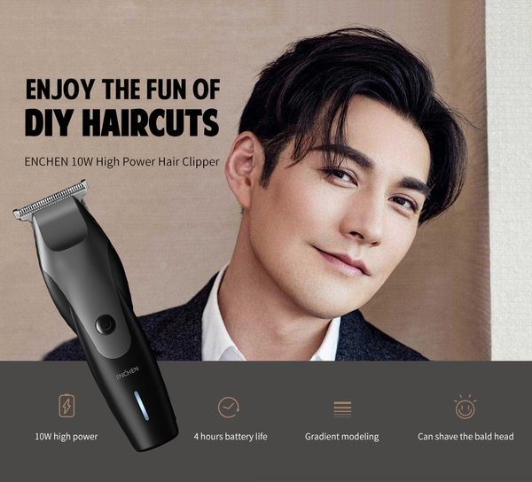 

hair trimmers promotion enchen electric clipper 10w high power gradient shape usb charging hair trimmer with 3 hair brushes black