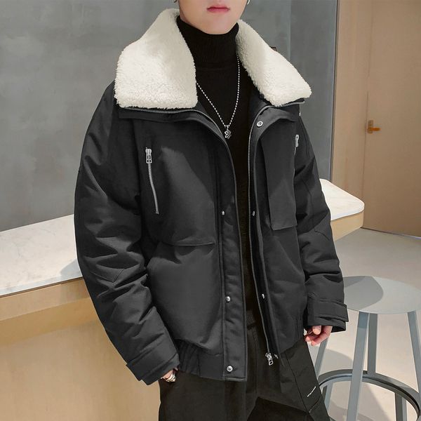 

новое прибытие осень зима мужчины пальто хлопок padded man fur collar ветровки размер m-5xl черный зеленый хаки, Black