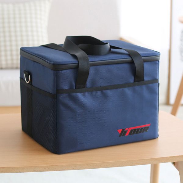 

outdoor ice pack travel picnic bag oxford cloth aluminum film preservation package 28l, 18l, 10l large capacity, Blue;pink