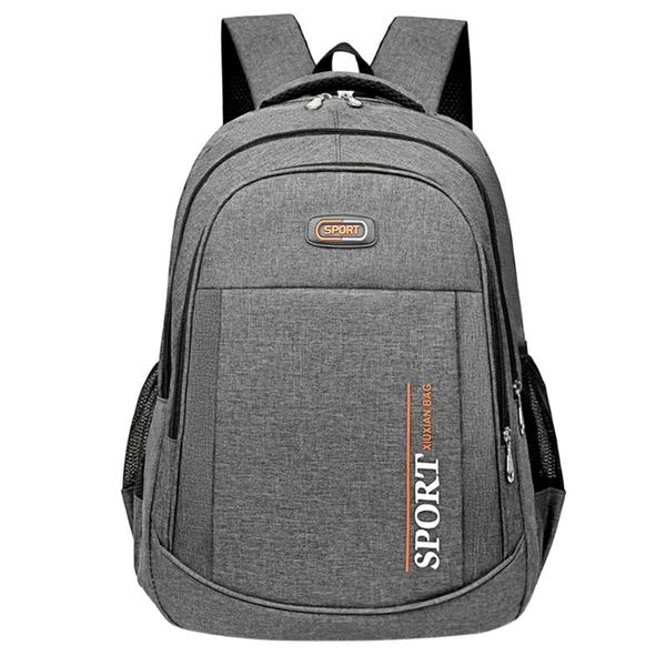 

man's backpack multi-functional simple bag backpack large-capacity student schoolbag casual solid color material oxford bag #27