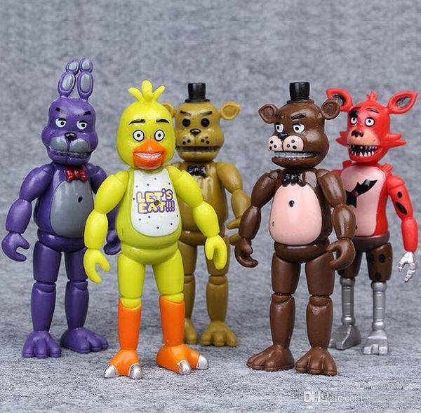 5 pcs / set cinco noites no Freddys Freddy Brinquedos 14cm Bonnie Foxy Fazbear Bear PVC PVC Figuras Party Presente