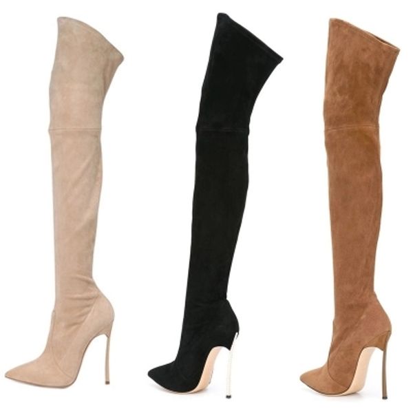 

осенью и зимой плюс бархат над коленом сапоги женские эластичные сапоги, Black