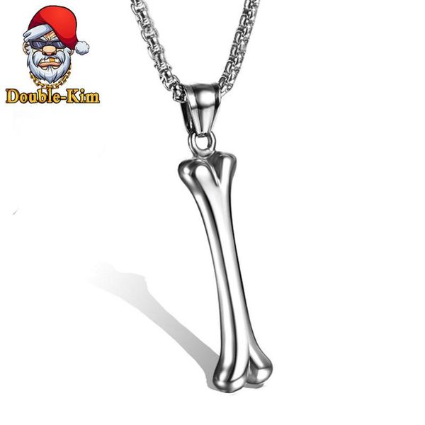 

dog bones pendant necklace men hiphop street culture titanium stainless steel silver color fashion trendy necklace man jewelry