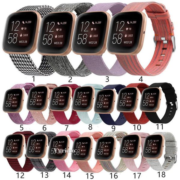 Qualidade superior para Fibit Versa 2 Banda Nylon Tecido Tecido Smart Watch Strap para Fitbit Versa / Versa Lite SmartBand Acessórios Fecho de metal