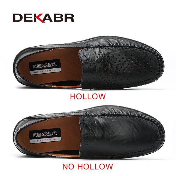 

with box dekabr soft leather men loafers new handmade casual shoes men moccasins for men split leather flat shoes big size, Black