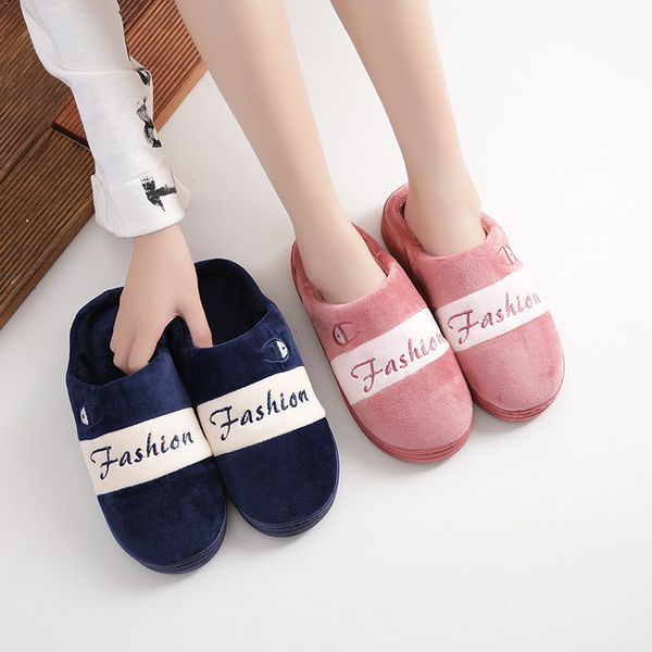 

new style cotton slippers mens winter home fashion korean floor mop indoor antiskid thick bottom slippers women, Black