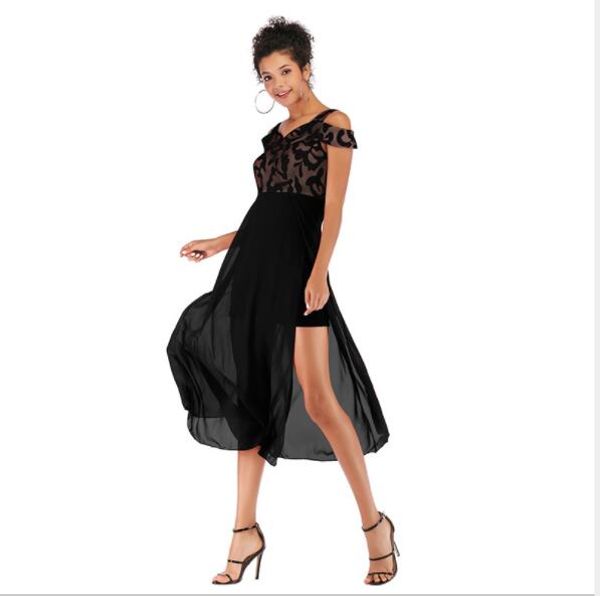 

Women 2019 Summer Dresses Holiday Designer Dresses Slash Neck Ladies Maxi Print Skirts Fashion Party Dresses 3 Colors S-L Wholesale