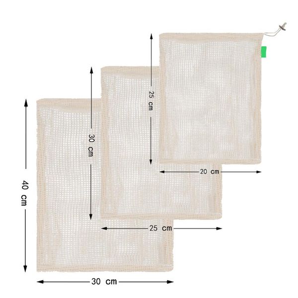 

tpfocus 3pcs/set degradable organic cotton mesh storage bag for fruit vegetable