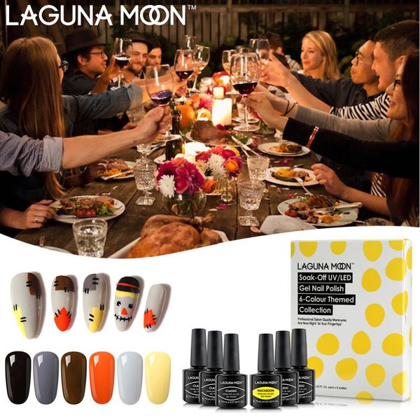 

nail gel lagunamoon 6pcs set kit thanksgiving uv polish varnish gellak gelpolish semi permanent enamel stamping painting gellack, Red;pink