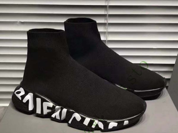 

Hot !!! brand Designer Sneaker Speed Trainer Black White Mens and Womens Socks Shoes Casual Boots Speed Runner With Dust Bag ck25011241