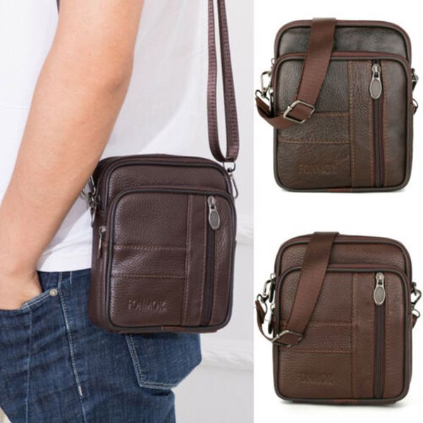 

mens leather small satchel crossbody messenger shoulder bags small handbag -opk