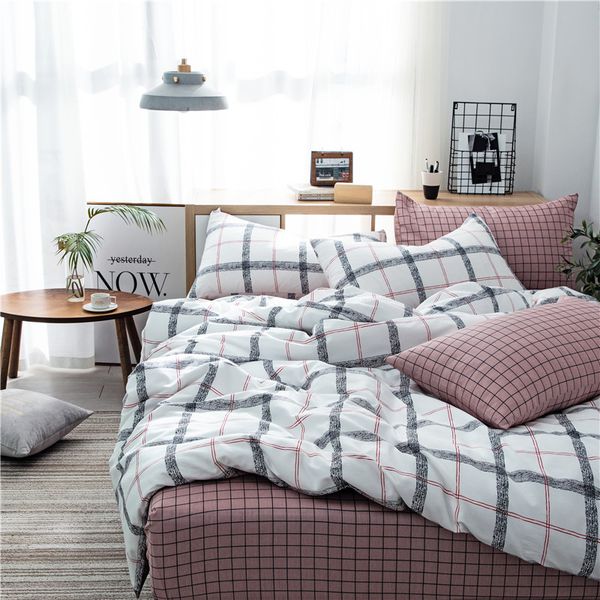 

dreamort 100%cotton popular lattic simple style 3or4pcs twin  king size bedding set fitted sheet+duvet cover+pillowcase