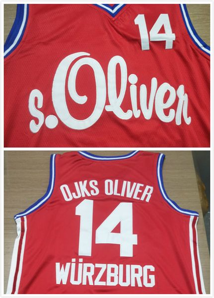 

djk wurzburg dirk retro jersey nowitzki #14 retro basketball jersey men's stitched custom number name jerseys, Black;red