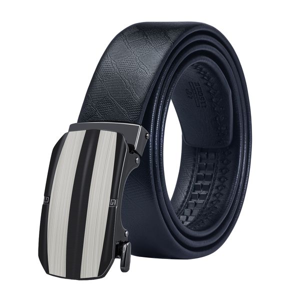 

hi-tie men's belt cow leather belts brand fashion automatic buckle black genuine leather belts for men 3.4cm width dk-0073, Black;brown
