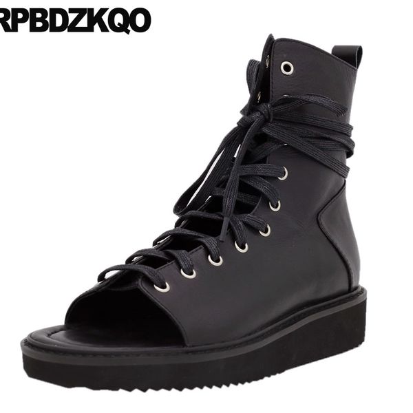 

genuine leather native black size 45 shoes large italian roman designer men gladiator sandals summer boots open toe platform