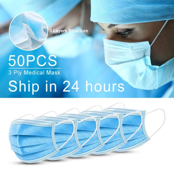 

1000pcs Disposable Face Mask Ear Loop Dust Mask PM2.5 Protection 3 Layer Dust Filter Earloop Mouth Cover-Blue DHL Ship Fast