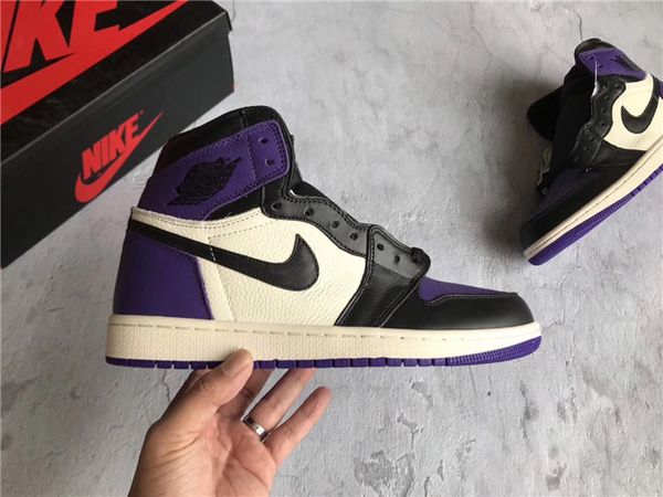 

new high-end brand air jordn1 low1 black and white purple toe grape low-men's basketball board shoes size 36-45 000