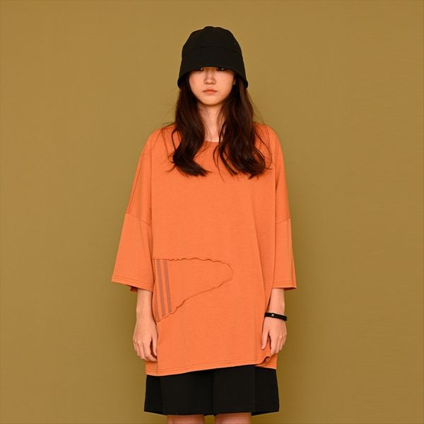 

thirteen-line women's fashion brand 2020 round collar solid color half t-shirt sleeve stitching loose t-shirt women, White