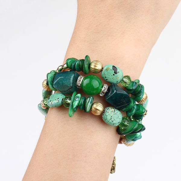 Mode-Perlen Kristall Charms Armbänder Für Frauen Ethnische Tibet Multilayer Imitation Naturstein Armbänder Armreifen Geschenk
