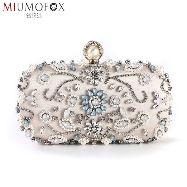 

evening bag diamond rhinestone pearls beaded wedding clutches women's handbags chain messenger bags evening clutch bags damestas