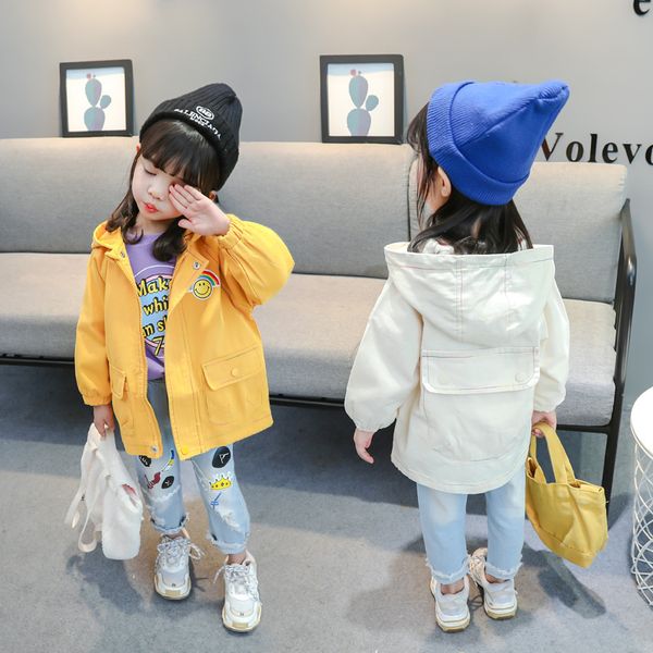 

girls jacket 2019 new autumn spring casual hooded long sleeve pockets outwear windbreaker children's clothing infantil costumes, Blue;gray
