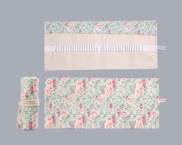 

kawaii roll school pencil case canvas floral large 12/24/36/48/72 pencilcase for girls boys pen bag cute printing box stationery