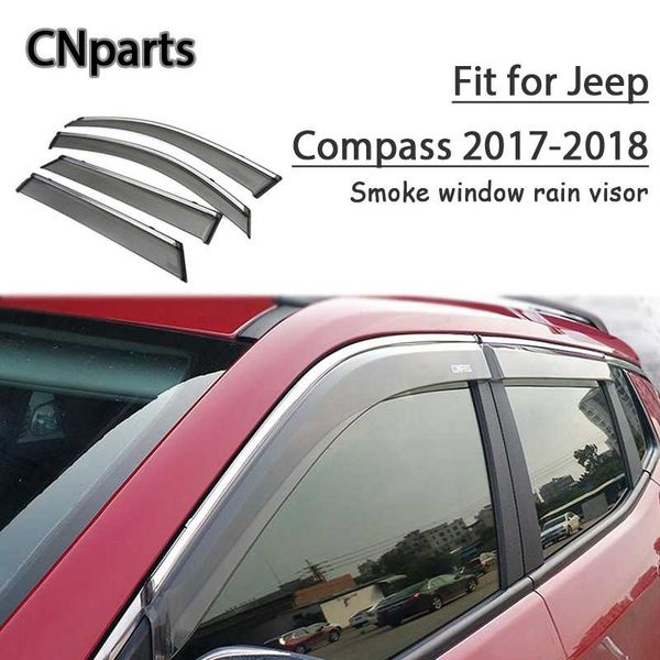 

cnparts 4pcs abs for compass 2017 2018 car styling smoke window sun rain visor keep fresh air convection accessories
