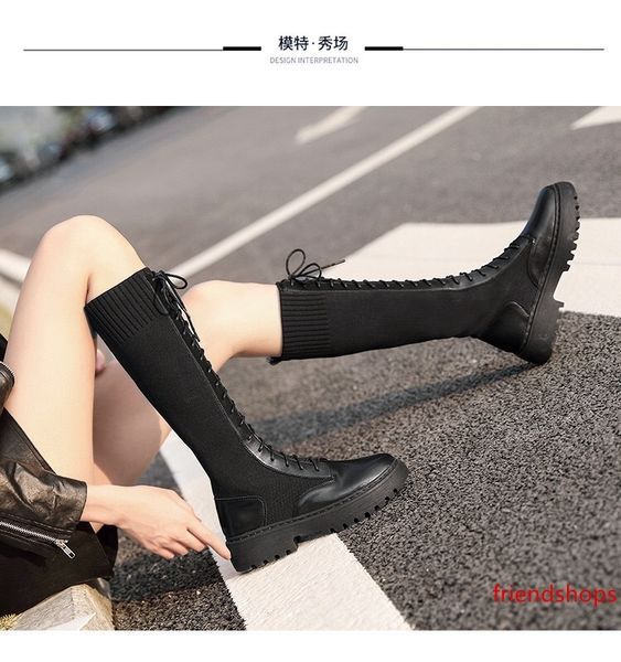 

knee boots women knight boots cowskin booties ladies shoes classical black with