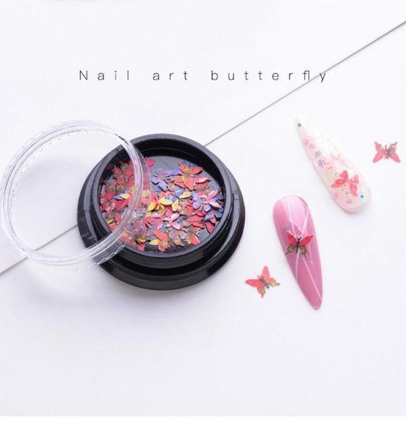 

новая бабочка блестки 3d nail art украшения японский дизайн маникюр sparkly красочный блестки польский аксессуары, Silver;gold