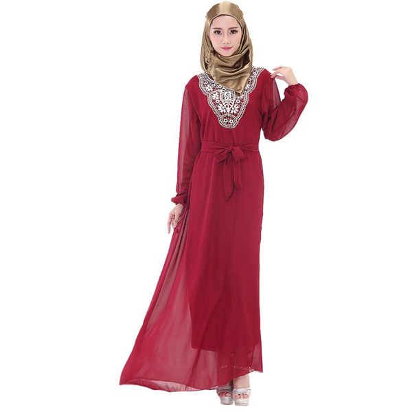 

muslim dress islamic clothing muslim women's party long maxi dress ramadan abaya kaftan jilbab islamic cocktail robe d300404, Red