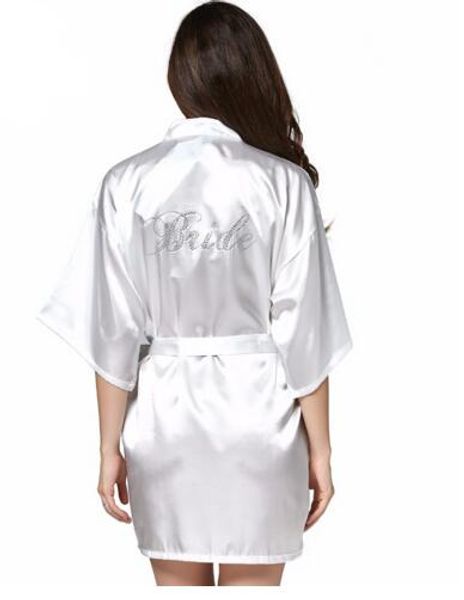 

satin faux silk wedding bride bridesmaid robes,white bridal dressing gown/ kimono bathrobes, Black;red