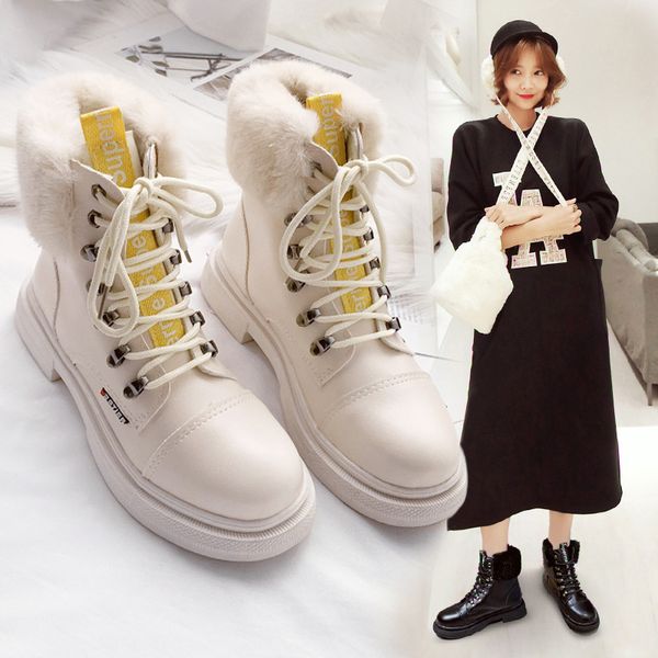 

short woolen boots new european and american woolen boots warm cotton shoes, Black