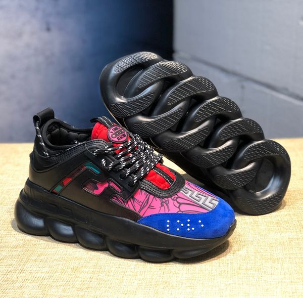 

chain reaction casual luxury designer sneakers fashion casual shoes men and women link embossed shoes 36-45, White;red