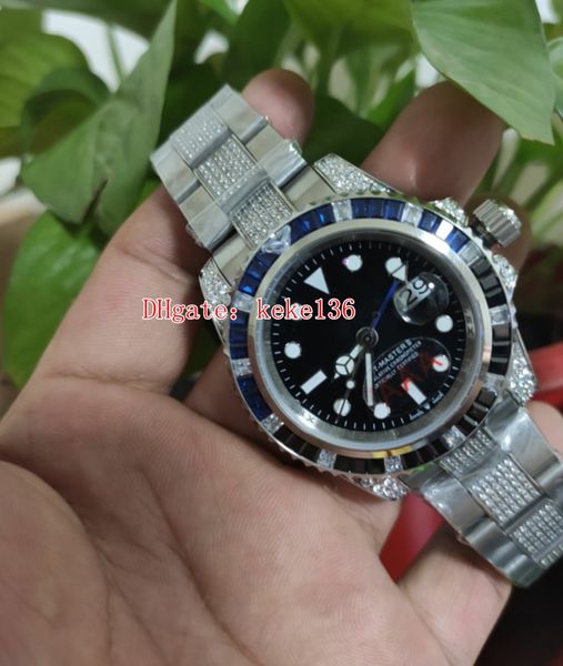 

fashion men wristwatches gmt 116759 40mm sapphire glass diamond border steel 316l asia 2813 movement automatic mens watch watches, Slivery;brown
