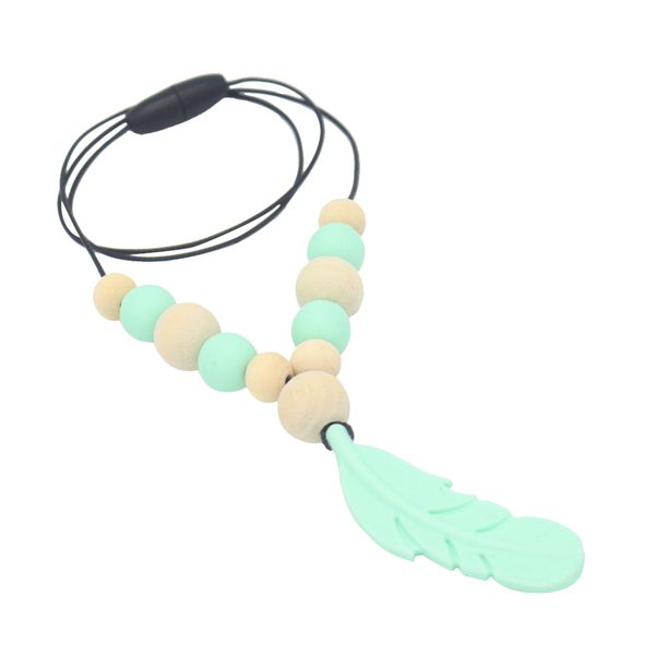 

silicon feather pendant teethers toy nursing feather necklace for kids playing baby birthday gift