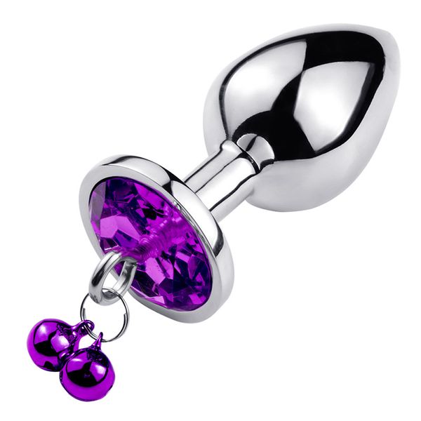 1PC S, M, L tamanho de aço inoxidável plugue anal Cristal jóias redondo Butt Plug com pequeno sino Estimulador Sexo Brinquedos Anal PLUG FOR Adulto Gamewith