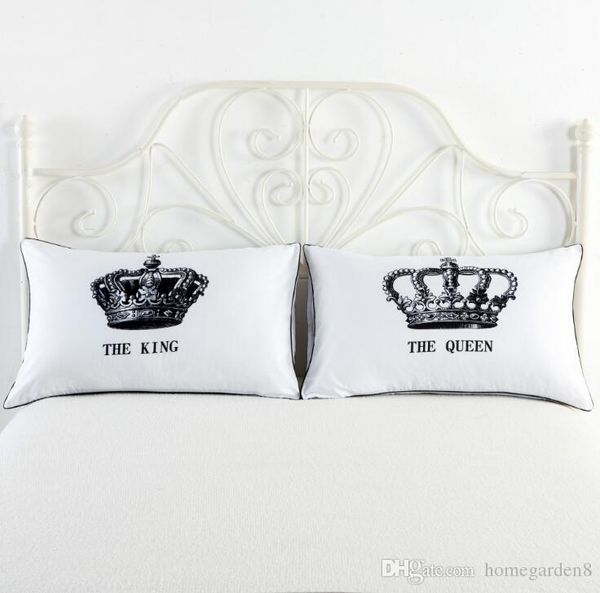 

white pillowcase personality white couple pillowcase king queen crown love a variety of patterned bedding pair