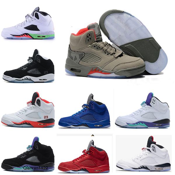 

mens sneaker 5 v basketball shoes red suede olympic metallic space jams bull blue casual sport sneakers shoes run