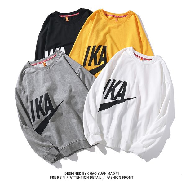 

19fw men's jumper new loose 5xl size hoodies pullover sweatshirts fshion brand letter printed long-sleeved sweater high quality, Black