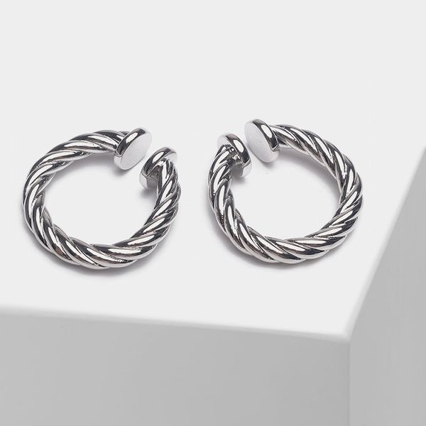 

circle design stylish simple metal clip earrings, Silver