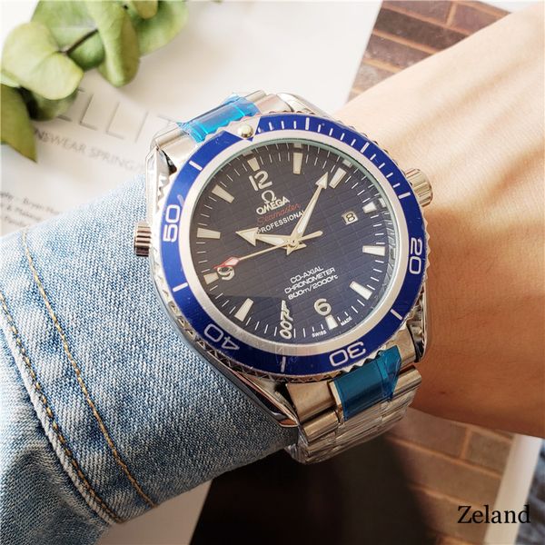 

new quality sea horse mens mechanical watches 6 colors 43mm full steel men's sea & master business luxury watch orologi di lusso gift w, Slivery;brown