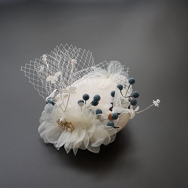 

hair accessories women chic headdress cocktail wedding party church headpiece kentucky headwear feather veil fascinator hat, Slivery;white