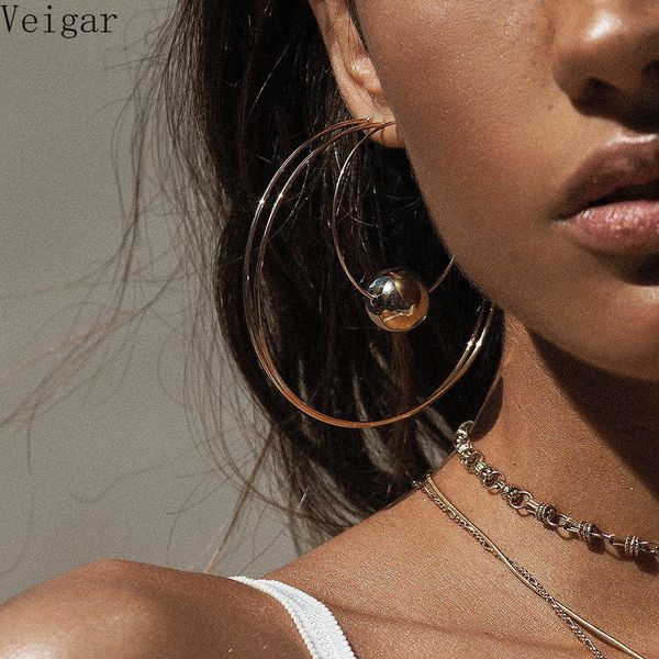 

beads circle earrings set gold color 2019 fashion jewelry earrings for women ladies hoop earring oorbellen voor vrouwen, Golden;silver