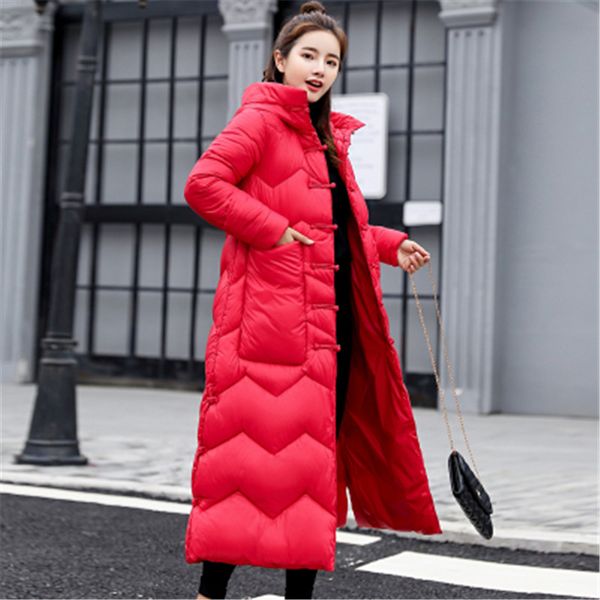 

long cotton jacket for women 2019 winter new thick jacket over the knee long coat, Black