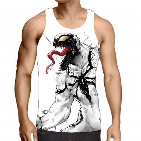 

summer starry sky loose casual tank designer new male sports vest clothing man 3d forest printing vest fashion, White;black