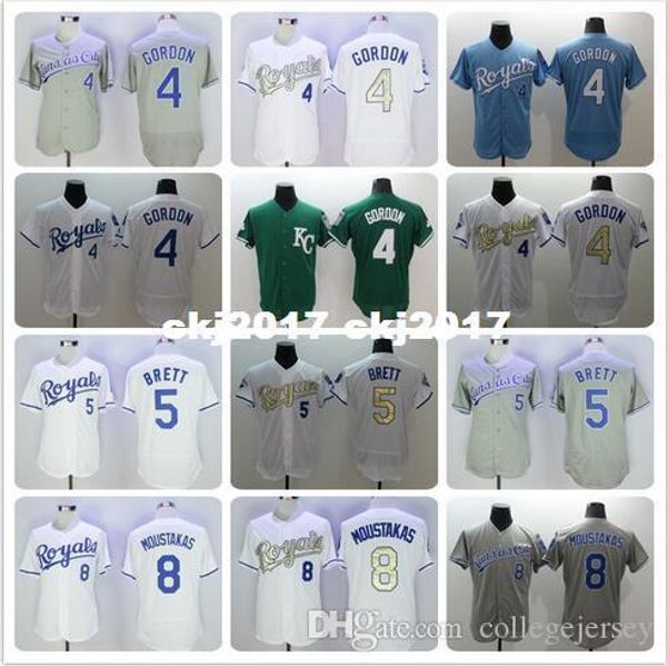 

mens 4 alex gordon 5 george brett 8 moustakas jerseys color white blue gray green, Blue;black